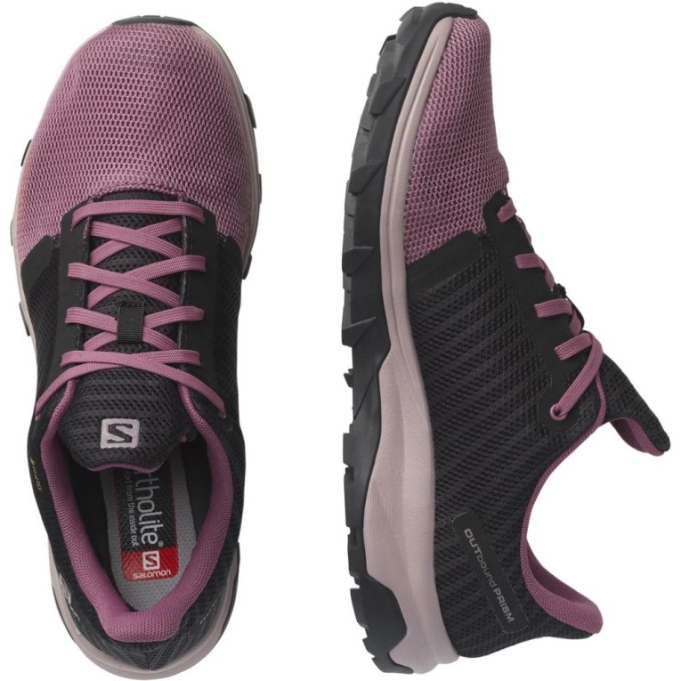 Black / Purple Salomon Outbound Prism GTX Women's Hiking Shoes | IE JX9106